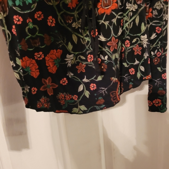 Free People Floral Black Long Sleeve Women's Top Size Large - Picture 4 of 10